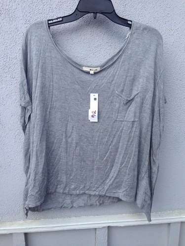 $86 NWT LA Made Solid Gray Super Soft Short Sleeve Shirt Front Pocket Size S