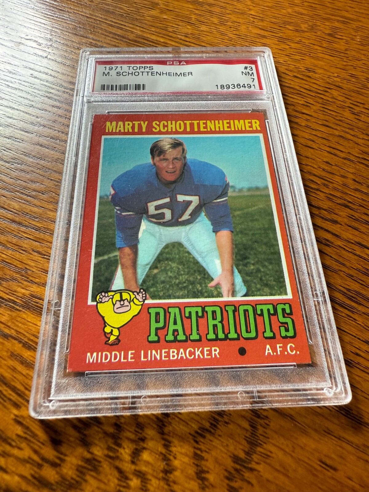 1971 Topps Marty Schottenheimer #3 RC Bills PSA 7