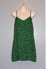 Reformation Green Black Leopard Print Venture Mini Slip Dress Small