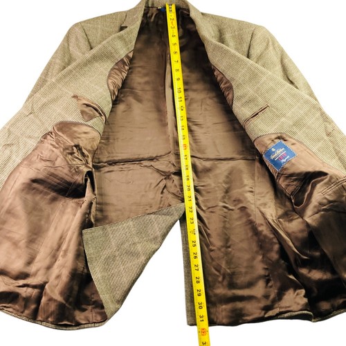Brooks Brothers Men's Fitzgerald Wool Blazer /Jacket Tan Windowpane • USA • 44 L - Picture 6 of 10