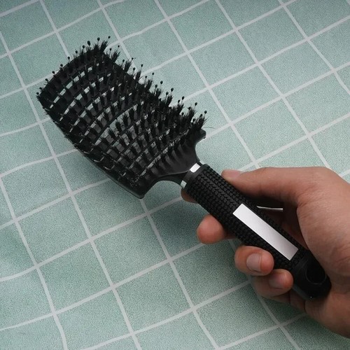 Spazzola per capelli districante spazzola per capelli setole e nylon donna capelli ricci bagnati cuoio capelluto - Foto 4 di 20