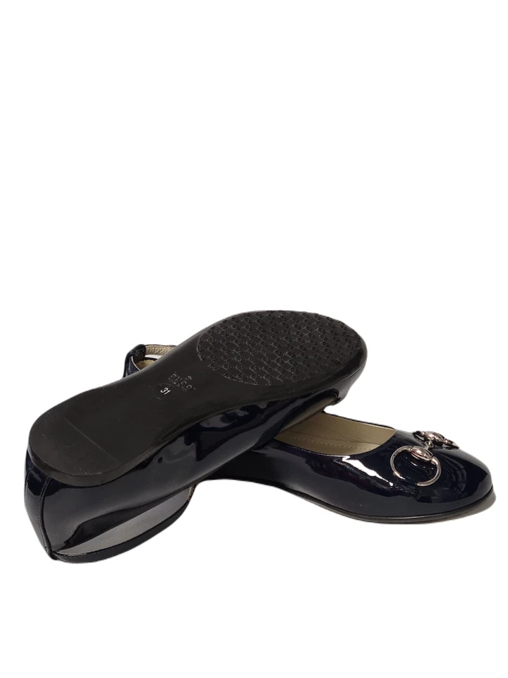 NIB New Gucci Kids Patent Leather Horsebit Ballet Flats Sizes 29 30 31 33 - Image 4 of 4