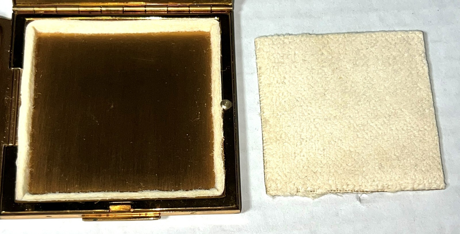 VTG Elgin American Gold-Toned Etched Star Square Powder Mirror Compact Pouch Box