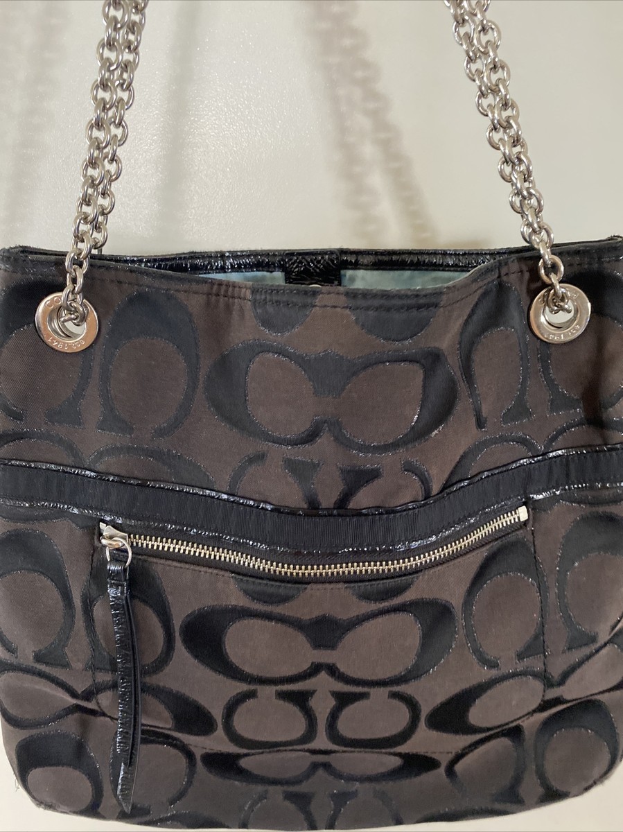 Coach Womens Cocoa/black G1282-21161 Shoulder Purse With Chain