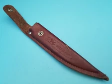 Eagle Claw Fixed Blade Knife Sheath Brown Leather Belt Case 6.5" Logo Stamp VTG