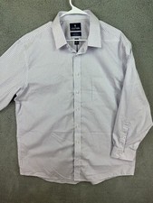 Mens Stafford Smart Tech L/S Shirt Blue Check Regular Fit 17.5 Performance Men