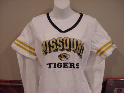 SUPER CUTE Missouri Tigers Women's Sz Sm White Cotton T-Shirt, NEW&NICE!!