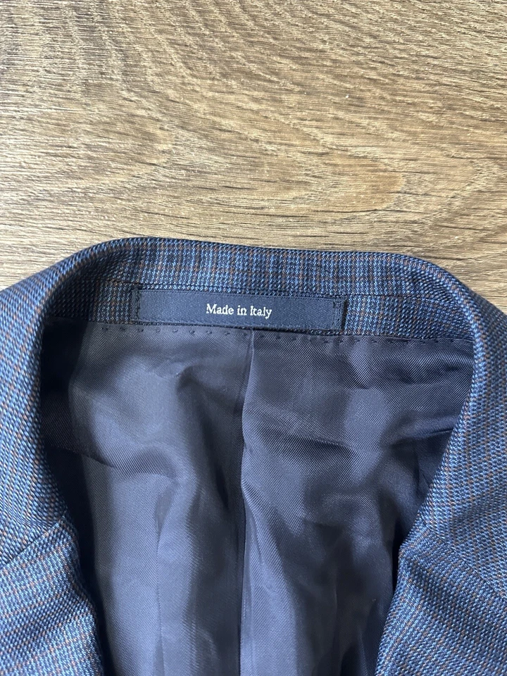 Blazer Abrigo Deportivo Chaqueta ERMENEGILDO ZEGNA Azul Cuadros LANA DE SEDA 50 R Foto 3 de 4