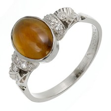 Rare Vintage 2.70ct Chrysoberyl Cat’s Eye Ring Platinum 1920 Diamond GIA