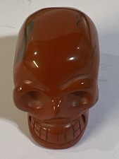 Carved Red Jasper Skull Figurine Stone Crysta...