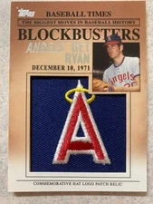 2012 Topps Baseball Update Series Nolan Ryan Commemorative Hat Logo Patch Relic