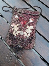 petit sac du soir tissu et passementerie ancien 1900