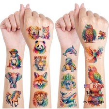 Watercolor Temporary Tattoo for Kids - 72 Styles Temporary for Birthday Animals