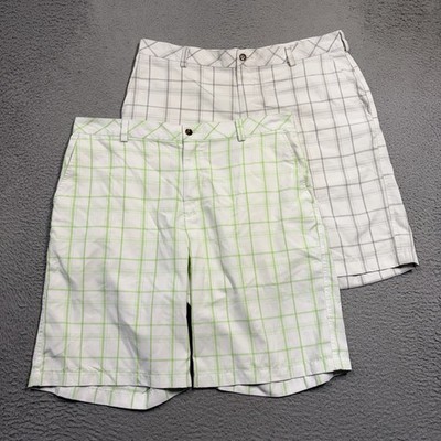 Ping Golf Shorts Mens Size 36 Plaid White Green Purple Chino Lightweight LOT 2