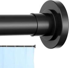 Black Shower Curtain Rod 31 to 80 Inch,1 Inch Diameter Adjustable Spring Tension