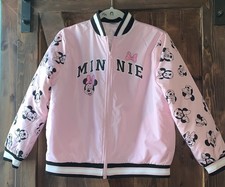 Disney Minnie Mouse Youth 14-16 Pink Satin Bomber Jacket Zip Up Quilted Inside