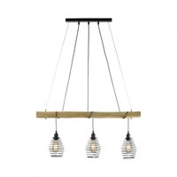 HäNgelampe Holz Metall Balken B: 90Cm 2X E27 Schwarz Natur HäNgeleuchte Esstisch
