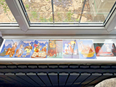 7 Walt Disney Postkarten Aristocats, Lady and the Tramp Dogs Katzen. 90er Jahre