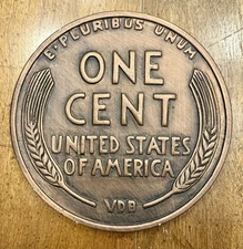 Vintage Modern Art Company Chalkware VDB Wheat Penny Wall Plaque Milwaukee, WI