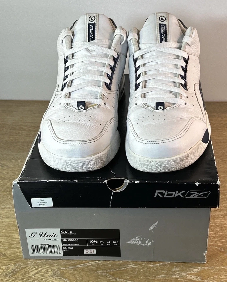 Raro RBK G Unit G XT II Blanco/Azul Marino/Plateado Zapatos 2004 Hombres 10.5 EE. UU. 10-138835 con Caja Foto 3 de 4