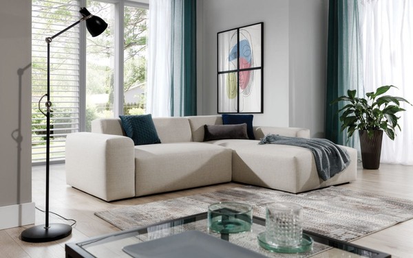 Ecksofa Sofa Couch Polster Wohnlandschaft Textil Eck Sofas Garnitur L Form Neu-image