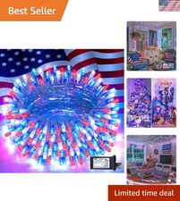 4th of July Decorations Red White and Blue Lights, 33ft 100 LED String Light ...