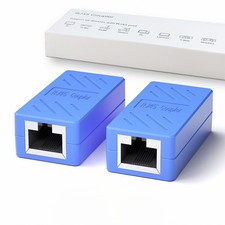 2 Pack Blue RJ45 Coupler, Ethernet Extender, Female to Female, Cat7, Cat6