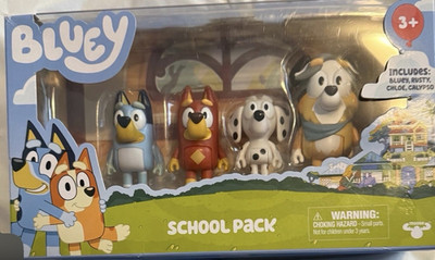 Moose Bluey School Pack Action Figures Playset Bluey Rusty Chloe Calypso