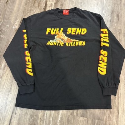 FULL SEND AUNTIE KILLERS Black Long Sleeve Shirt Size XL Graphic Nelk Boys Merch