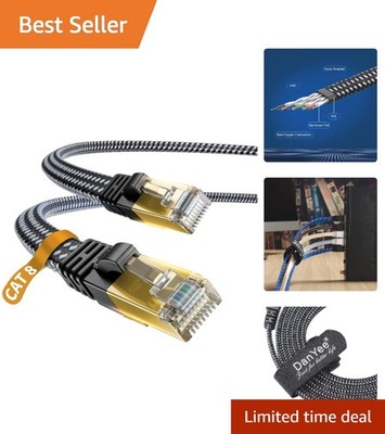 Versatile 6.5ft Cat 8 Ethernet Cable - Indoor/Outdoor Use with 10Gbps Transfer