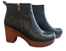 BOC Born Concept Platform Clog Ankle Boots Women's 6.5 Leather Zip Comfort Boho