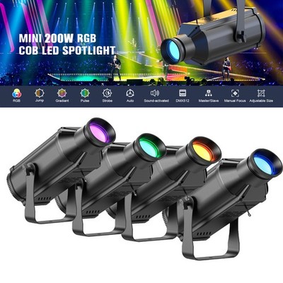 RGB Pinspot 200W Spotlight Zoomable COB Beam Stage Lighting DMX Disco Dj Light