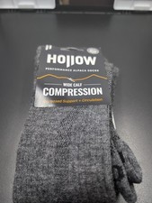 HOLLOW Alpaca Wide Compression Socks Unisex Moisture Wicking Alpaca Sz Med. Gray