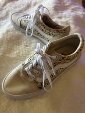 Vans Old Skool Floral Canvas Sneakers Women s Size 6.5 Beige Multi-Color Clean