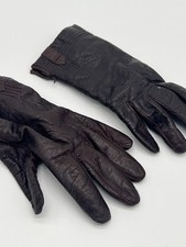 Vintage-Brown-Genuine-Leather-Winter-Gloves-Sz-8-Acrylic-Lining-Made-In