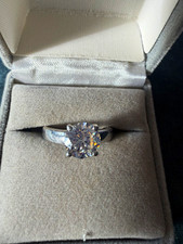 Platinum 950 Hallmarked Round White Diamond Solitaire Engagement Ring Size L