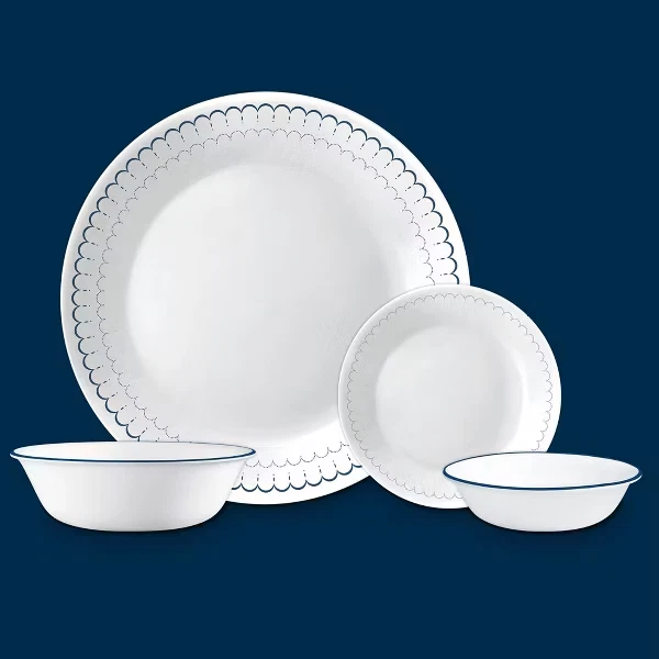 Corelle Blue Caspian Lace 16 Piece Dinnerware Set Service for 4 NEW - Image 2 of 4