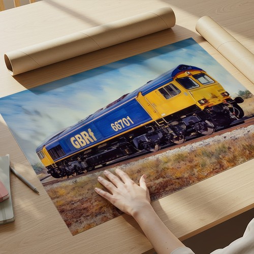 Class 66 GBRf 66701 Diesellok A3 Kunstdruck Poster Modelleisenbahnen Züge | Zustand: New