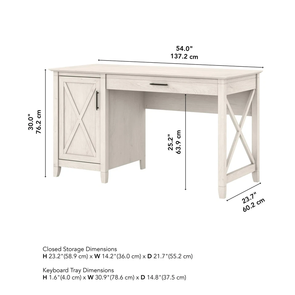 Key West Computer Desk with Storage, Farmhouse PC Table for Home Office in Li... - Image 3 of 4
