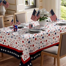 Stars Pattern Tablecloth 4th of July Memorial Day Washable Durable Table Cover