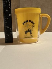 Vintage Purdue University Plastic Mug - Boilermakers Purdue Pete - Yellow/Clear
