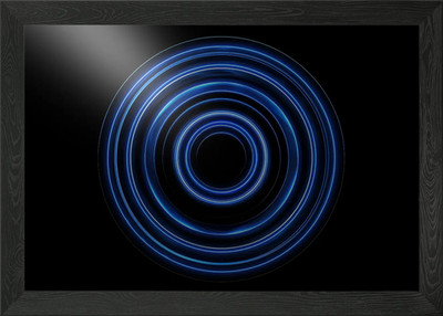 Abstrakte blaue konzentrische Kreise auf gerahmtem Wandbild Poster Leinwanddruck Bild