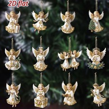 12 Pcs Angel Christmas Ornaments for Tree Wooden Christmas Tree Decoration Set