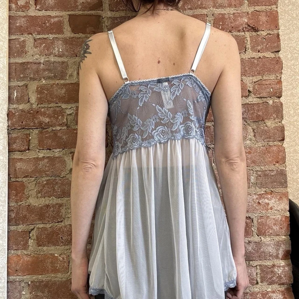 Top Lencería Babydoll Azul Encaje Transparente Por Jessica Simpson Talla M Coqueta Romance Foto 4 de 4