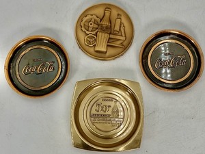 50TH ANNIVERSARY COCA COLA BRASS COASTER & Bronze Award +more RARE