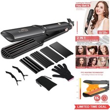 Hair Crimper Ceramic 4 in 1 Flat Iron 320-430F Dual Voltage Waver Tool