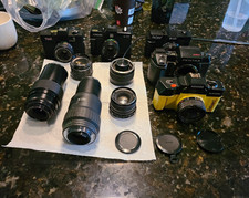 Lot of Assorted 35mm Film Cameras, Lenses, and More for Parts and Repair