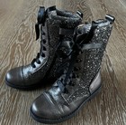 CLARYS Girls Glitter Lace-Ups Leather Boots In Pewter EURO 26/US 9.5 EUC — photo 2