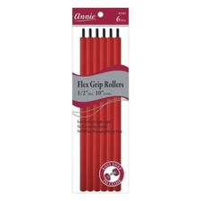 Annie Flex Grip Rollers 1/2 Inch By 10 Inches Red 6 Pieces Easy Snap Curlers