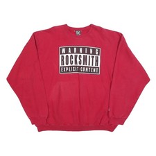 ROCK SMITH Mens Red Warning Rocksmith Explicit Content Crew Neck XL Sweatshirt